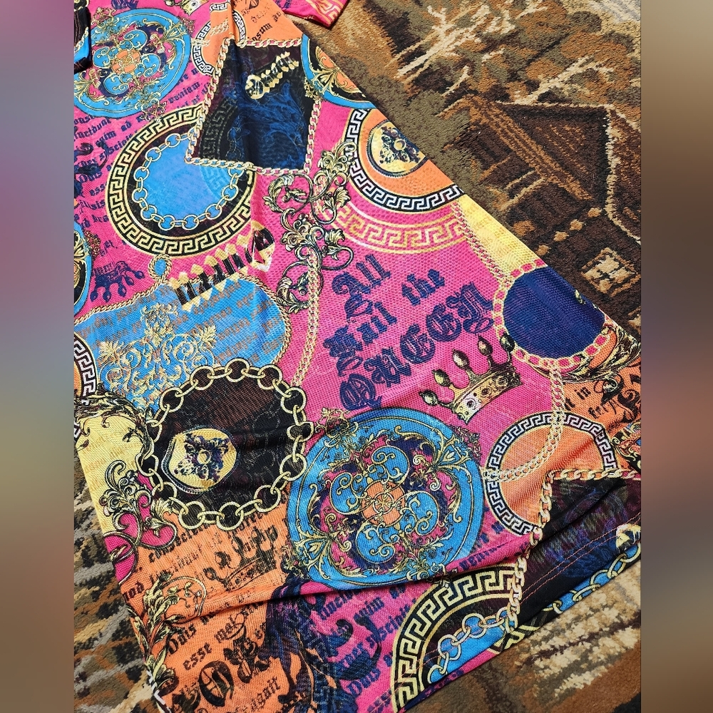 NYC Multicolor Graphic Sheer Dress - Picture 10 of 10
